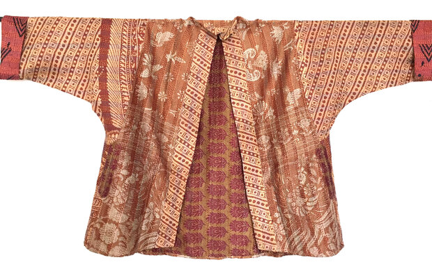 jacket kantha oversized recycled silk 12- stone orange combo