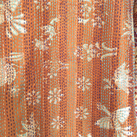jacket kantha oversized recycled silk 12- stone orange combo