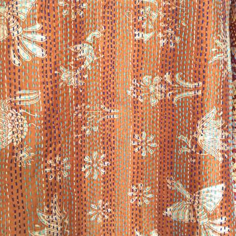 jacket reversible kantha oversized recycled silk 12- stone orange combo