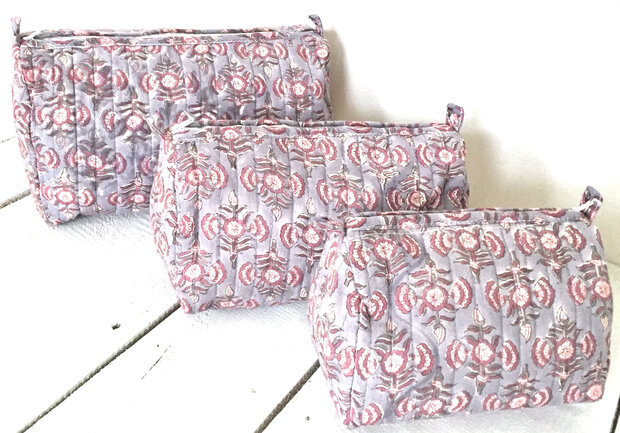 toilettas blockprint soft -lavendel blauw/roze 