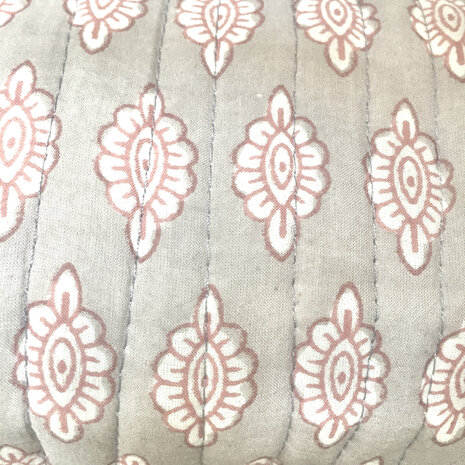 ALLE MATEN UITVERKOCHT-toilettas blockprint soft  in 3 maten -licht grijs/roze 