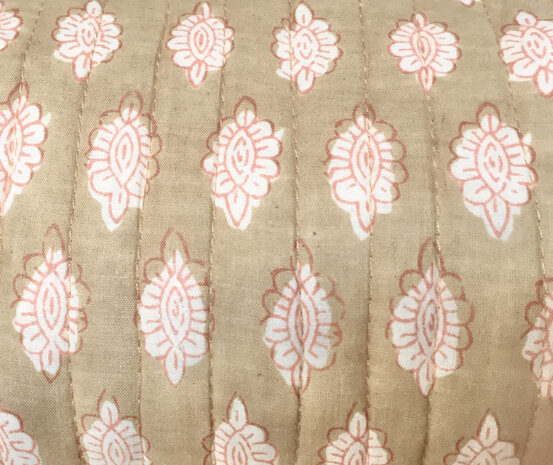  ALLE. MATEN UITVERKOCHT-toilettas blockprint soft  -khaki/roze 