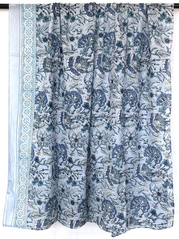 pareo/sarong/sjaal voilekatoen met hand-blockprint 12- blauw mix