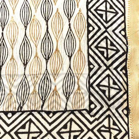 pareo/sarong/sjaal voilekatoen met hand-blockprint ethnic 2- ovals and squares