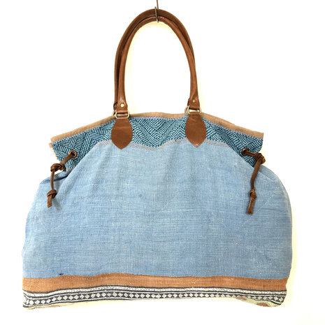 UITVERKOCHT- tas shopper XL vintage quilt 1- blauw/beige