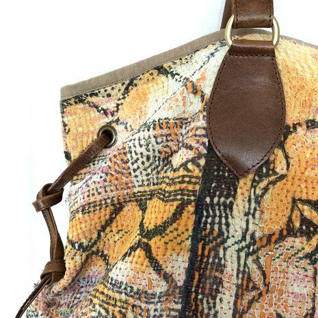 tas shopper XL vintage quilt 2 abrikoos/zwart