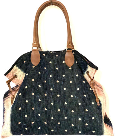 tas shopper XL vintage quilt 4- roze/zwart