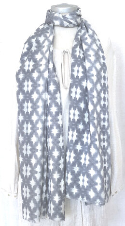 sjaal katoen blockprint 6- indigo tie-dye