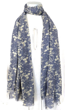 sjaal katoen print 9- lavendel blauw