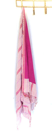 handdoek  strand dubbellaags 4- roze