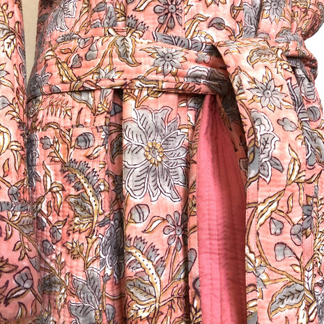  kimono quilted katoen -  12 roze/lavendelblauw