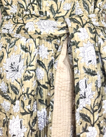  kimono quilted katoen -  13- zandgeel/d.groen 