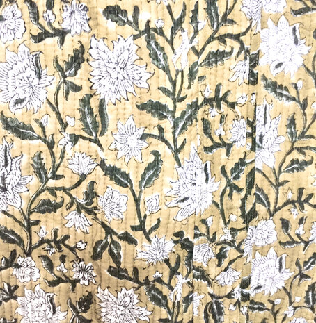  kimono quilted katoen -  13- zandgeel/d.groen 