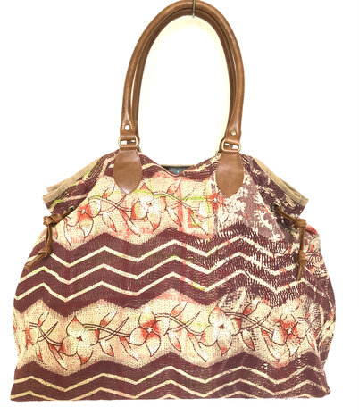 tas shopper XL vintage quilt 9 -beige/bruin/abrikoos