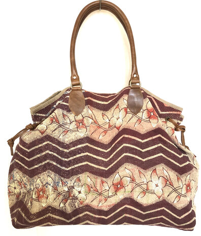 tas shopper XL vintage quilt 9 -beige/bruin/abrikoos