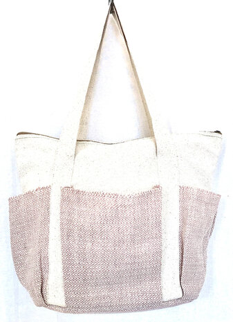  tas / tote bag 5 vakken 6- oud roze visgraat