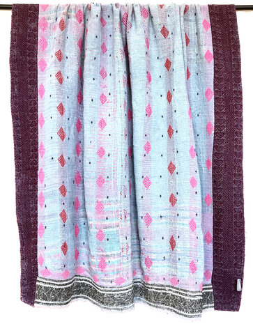 VERKOCHT-  quilt kantha vintage katoen 4-  paars/oranje/turquoise