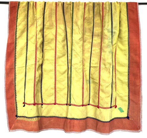  VERKOCHT- quilt kantha vintage katoen 12-  XL roze/oranje/geel