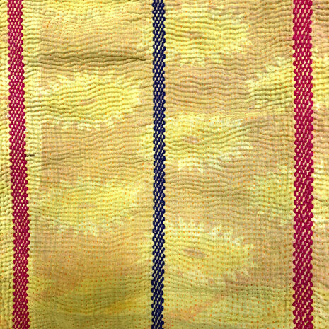  VERKOCHT- quilt kantha vintage katoen 12-  XL roze/oranje/geel