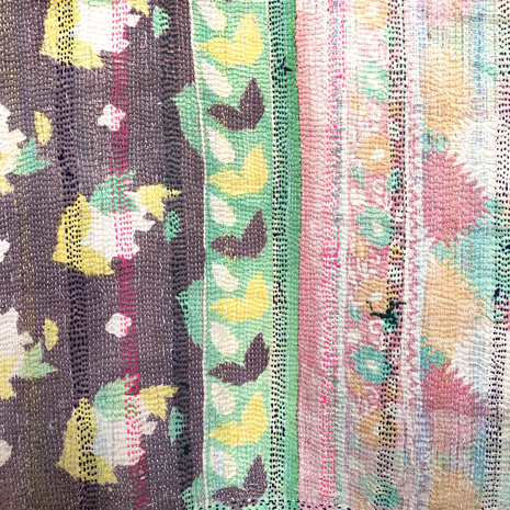 VERKOCHT-  quilt kantha vintage katoen 11- multi colour