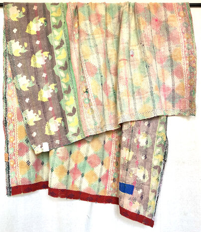 VERKOCHT-  quilt kantha vintage katoen 11- multi colour