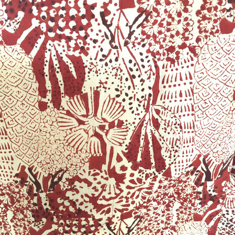  kimono hand blockprint 10 rood/ecru