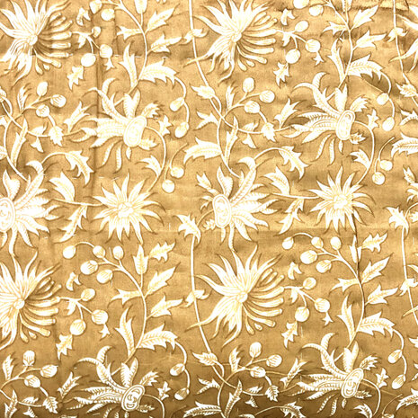 deken quilt eenpersoons reversible blockprint 5- terracotta/bruin-blauw