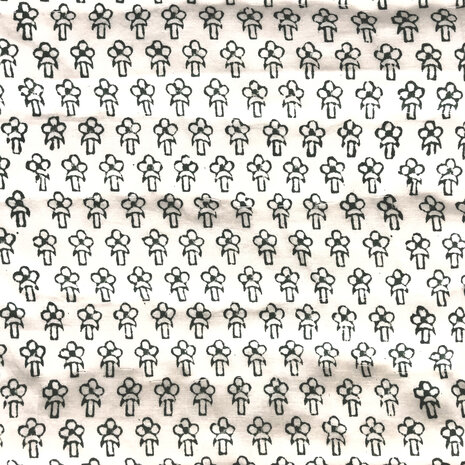 deken quilt eenpersoons reversible blockprint 14- zeegroen/d.groen