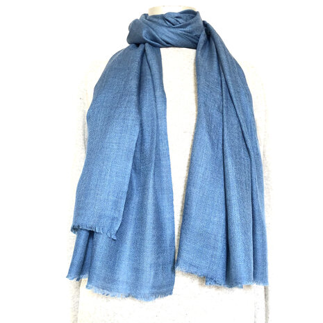 sjaal merino wol diamond weave 7- jeans blue