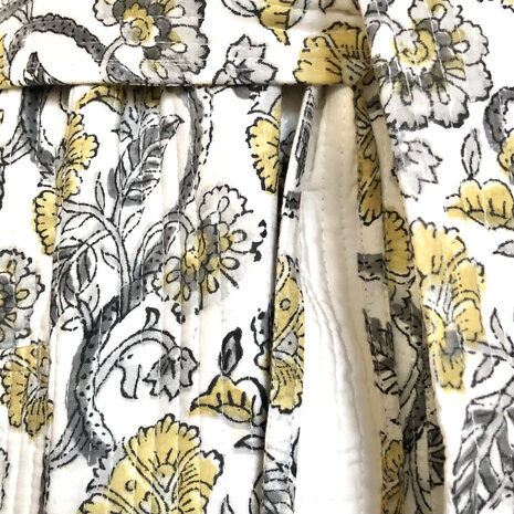  ochtendjas/kimono quilted katoen  1- licht grijs/geel