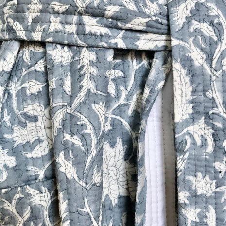  ochtendjas/kimono quilted katoen 4- jeans-blauw/wit