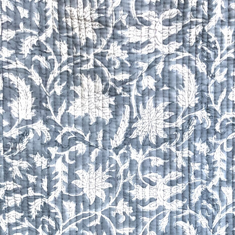 ochtendjas/kimono quilted katoen 4- jeans-blauw/wit