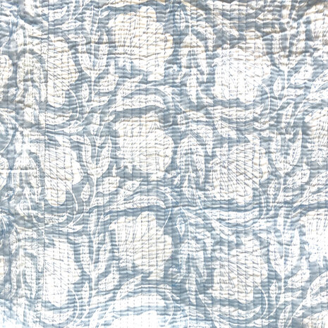  UITVERKOCHT- ochtendjas/kimono quilted katoen 7- pastelblauw/wit