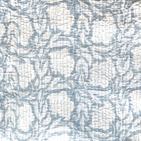  ochtendjas/kimono quilted katoen 7- pastelblauw/wit