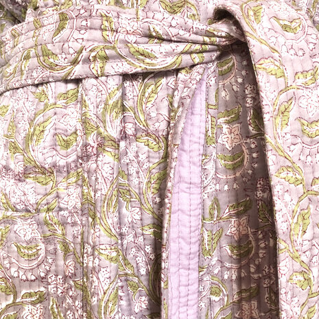 UITVERKOCHT- ochtendjas/kimono quilted katoen 11- groen/lila