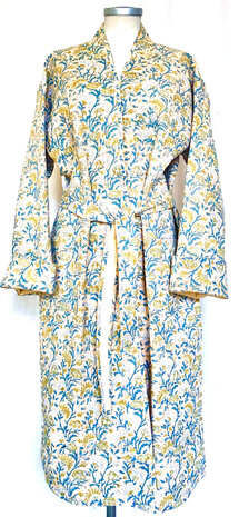  ochtendjas/kimono quilted katoen  17- zandgeel/petrol