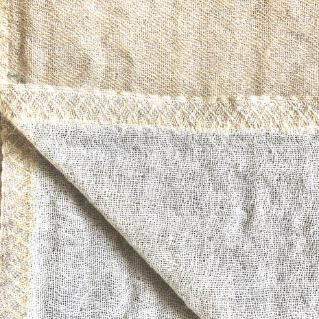 deken/plaid mousseline wol 3 -goudgeel/off-white
