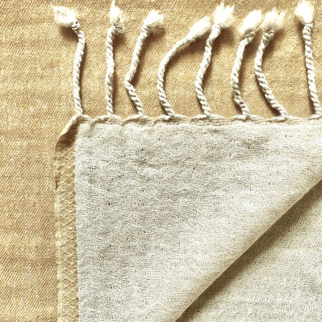 deken/plaid mousseline wol 4- oker/off-white