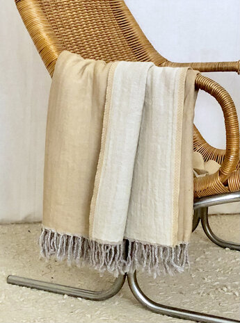 deken/plaid mousseline wol 4- oker/off-white