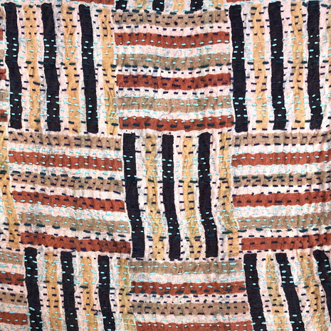 jacket reversible kantha oversized recycled silk 2- autumn d.rood-bruin