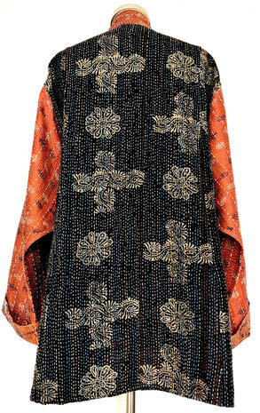 jacket reversible kantha oversized recycled silk 3- black circle-roestrood