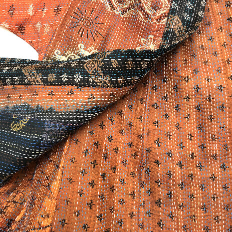 jacket reversible kantha oversized recycled silk 3- black circle-roestrood
