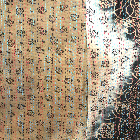 jacket reversible kantha oversized recycled silk 6- zwart-petrol/koper