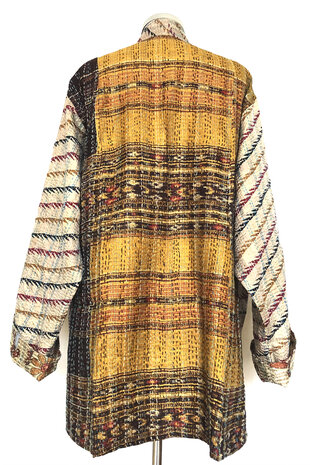 jacket reversible kantha oversized recycled silk 8- oker/aubergine graphic