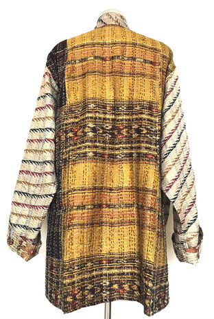 jacket kantha oversized recycled silk 8- oker/aubergine graphic