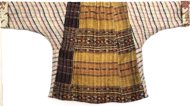 jacket reversible kantha oversized recycled silk 8- oker/aubergine graphic