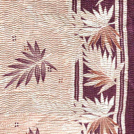 VERKOCHT-  quilt kantha vintage katoen  2- lila/geel/zwart-roze-paars
