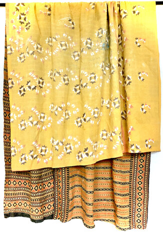  VERKOCHT- quilt kantha vintage katoen  3- geel-oranje/oker