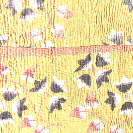  VERKOCHT- quilt kantha vintage katoen  3- geel-oranje/oker