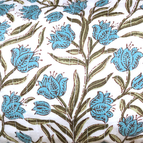 toilettas blockprint soft  in 3 maten - turquoise/groen maat M